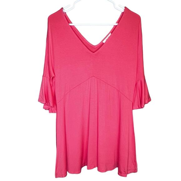 NWT Ella Moss Retro Maternity Blouse 3/4 Length Flutter Sleeve Bell Sleeve Large - Picture 1 of 11